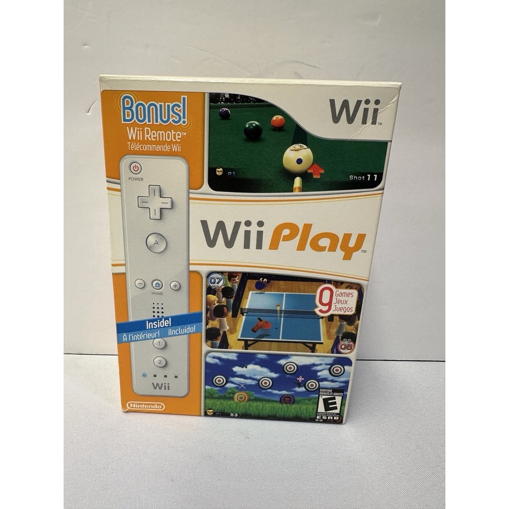 Wii Play Nintendo Wii Retail Box With Bonus Wii Remote Controller & Game!